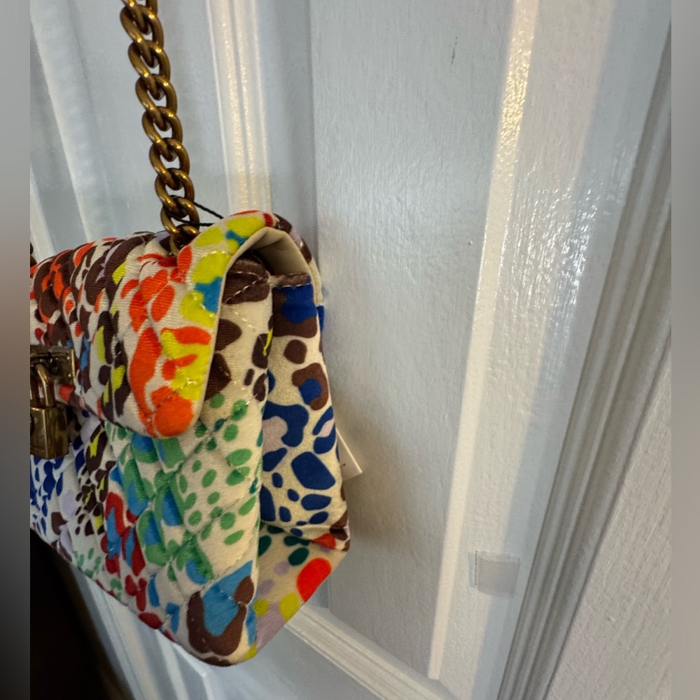 Kurt Geiger London Velvet Mini Brixton Crossbody Bag Quilted Multi-colored NWT - Picture 10 of 12